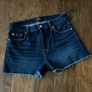 7 for all man kind Dark Wash Denim Cutoff Shorts